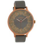 OOZOO Timepieces XL Rose Gold Grey Leather Strap C10402