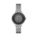 Ρολόι LEE COOPER με σκούρο καντράν με πέτρες και ασημένιο Bracelet