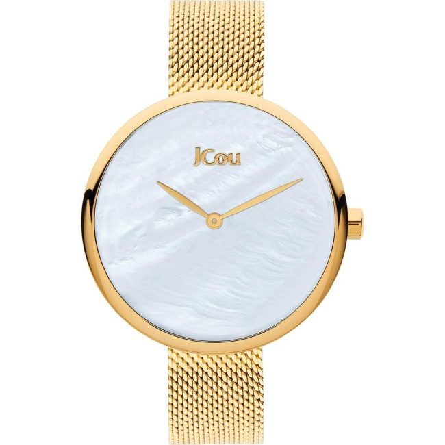 JCOU Luna Three Hands 38mm Gold Stainless Steel Mesh Bracelet JU17115-2