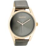 OOZOO Timepieces XL Rose Gold Grey Leather Strap C7993