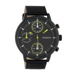 OOZOO Timepieces 50mm Black Leather Strap