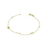 Χρυσό Βραχιόλι Κ9 με Αστέρια και Μαργαριτάρια