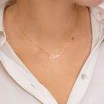 Gold necklace K14 "Mama" with zirconia stone - Image 2