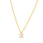 Gold K9 necklace with one zirconia stone