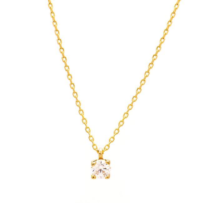 Gold K9 necklace with one zirconia stone