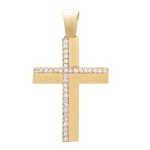 Gold Cross K14 Polished with zircon