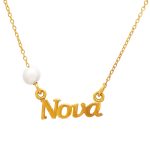 Gold necklace K14 "Nona" plain with pearl
