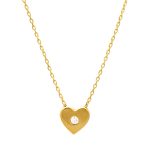K9 gold necklace with heart and zircon
