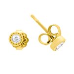 Gold earrings K9 with white zircon