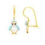 Παιδικά σκουλαρίκια χρυσά Κ9 κρεμαστά πιγκουίνος