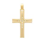 Gold Cross K14 Matte with horizontal and vertical zircon
