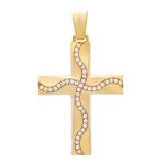 Gold Cross K14 Polished with zircon