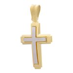 Gold cross K14 "Triantos" Bicolor Mat