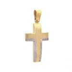 Χρυσός Ανδρικός Σταυρός Δίχρωμος Κ9