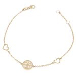 Gold bracelet K14 tree of life and hearts