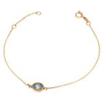 Gold Bracelet K14 with oval London Blue stone