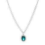Platinum Necklace K14 oval Rosette with Paraiba zircon