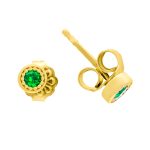 Gold earrings K9 with green zircon