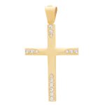 Gold Cross K14 Polished with zircon