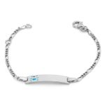 Ασημένια Παιδική Ταυτότητα “Blue Teddy Name Bracelet”