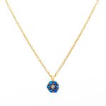 Χρυσό Κολιέ Κ9 ”Blue Flower Necklace”