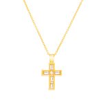 Χρυσό Κολιέ Κ9 "Baguette Stone Cross"