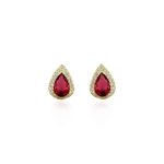 Ασημένια Σκουλαρίκια 925 “Ruby Teardrops Gold Plated”