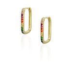Ασημένια Σκουλαρίκια 925 "Rainbow Oval Hoops'"